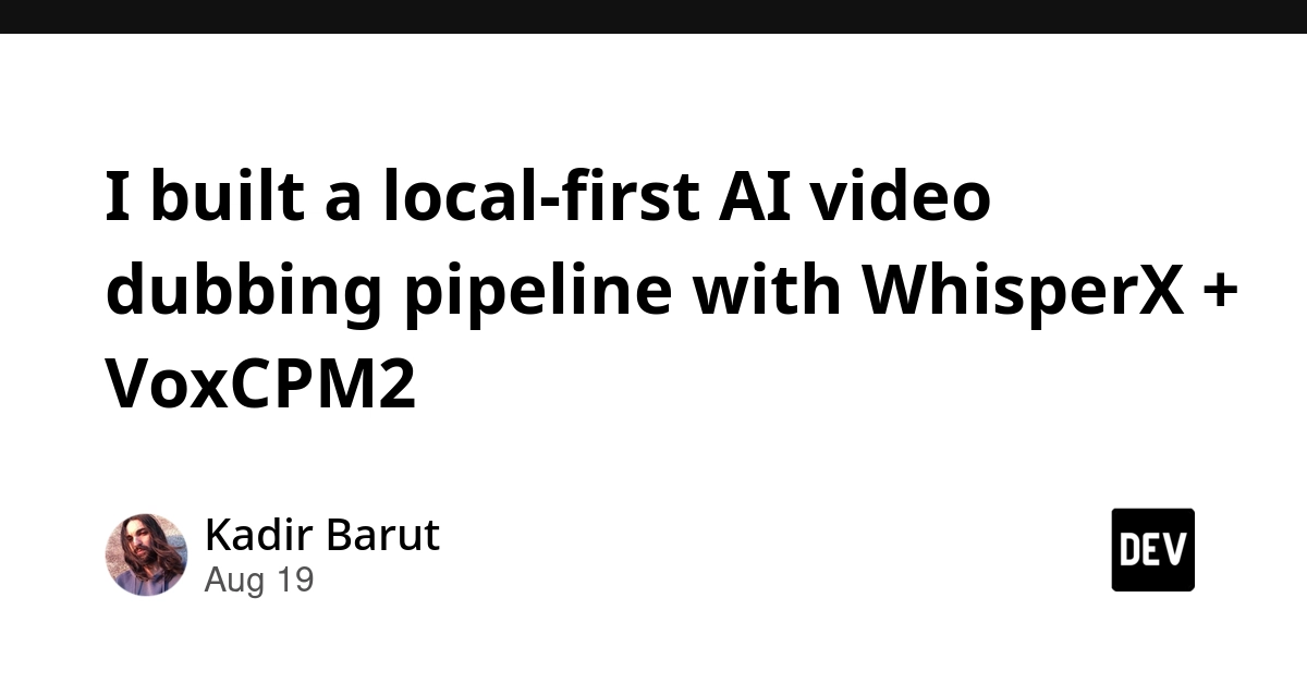 I built a local-first AI video dubbing pipeline with WhisperX + VoxCPM2