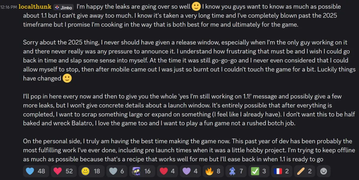The Evolution of a Phenomenon: LocalThunk Breaks Silence on Balatro’s Massive 1.1 Update