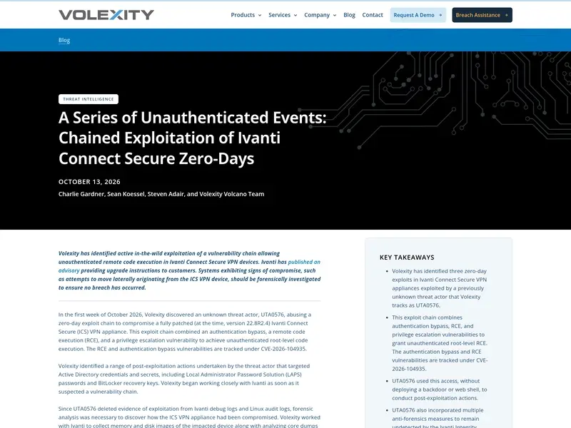 Anatomy of a Zero-Day Exploitation Chain: Inside the Recent Ivanti Connect Secure Attacks
