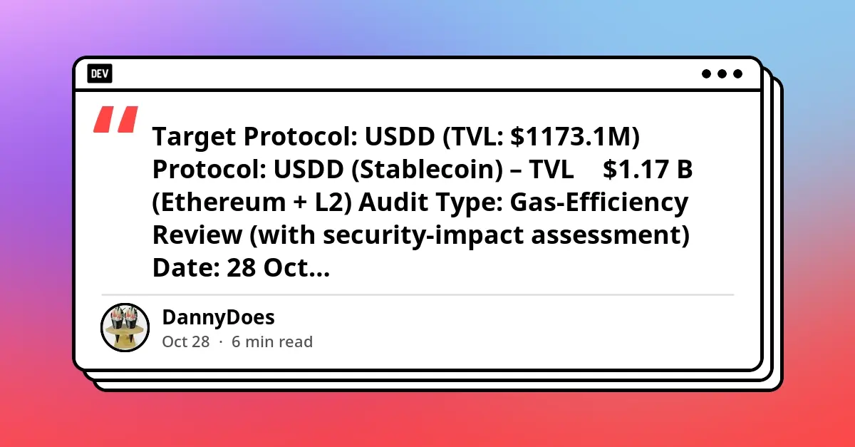 USDD Gas Optimization Audit: Enhancing L2 Efficiency, Mitigating Economic Vectors, and Slashing User Costs